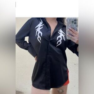 12th tribe boutique western button down flame cowgirl top NWT medium